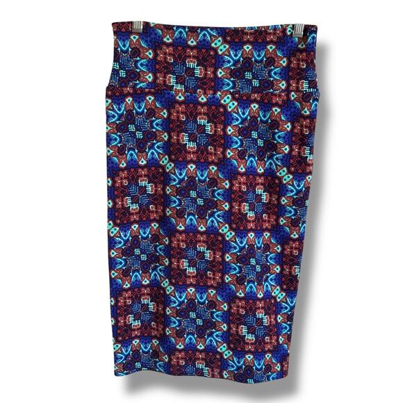 LuLaRoe Cassie Pencil Skirt - XS - Blue Burgundy‎ Geometric - Picture 4 of 7